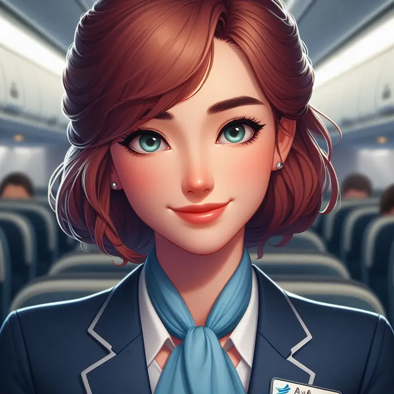 Ava, the flight attendant's avatar