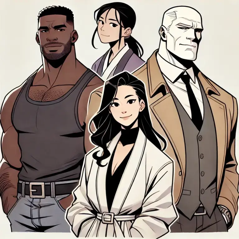 Marcus and Aiko, Alexander and Meera avatar